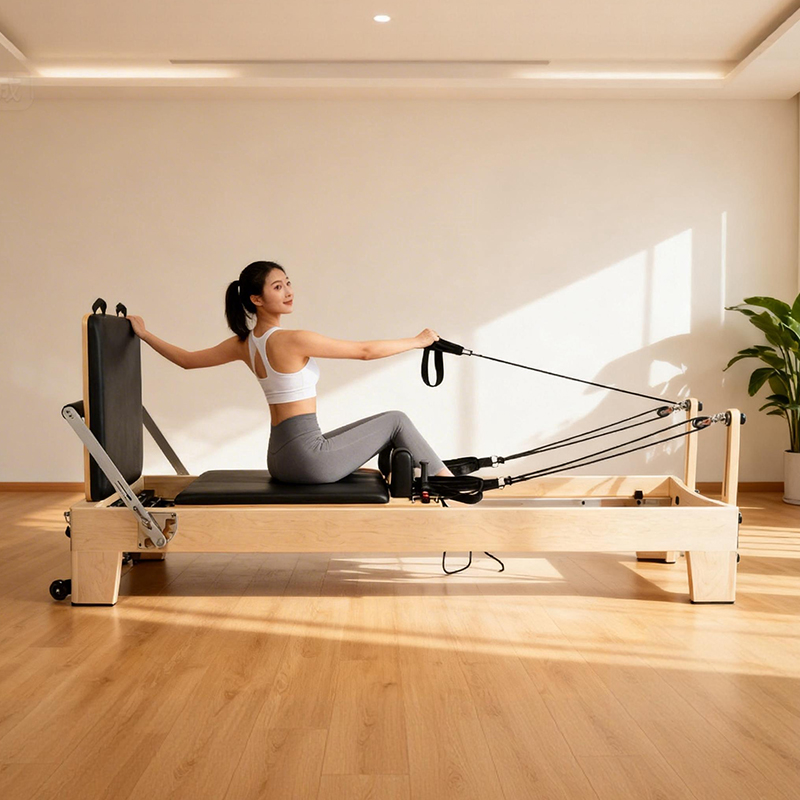 Yoga Fitness Reformer - 화이트 메이플 휴대용 조절식 필라테스 리포머